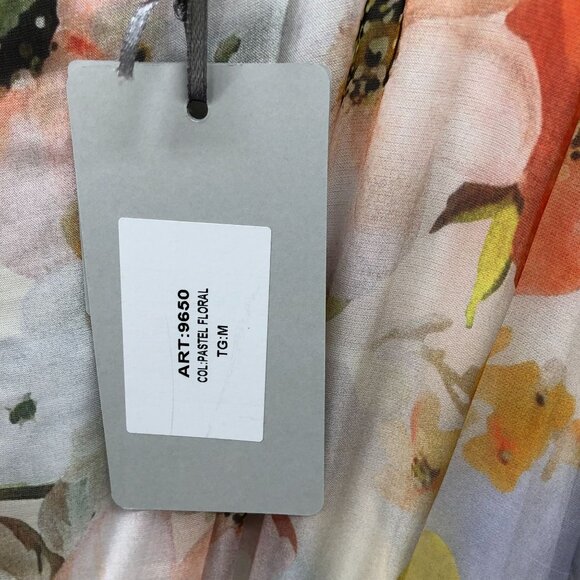 NWT Larag Silk Blend Floral Maxi Dress Size M Sleeveless A-Line Ivory Pink Italy - Picture 5 of 12